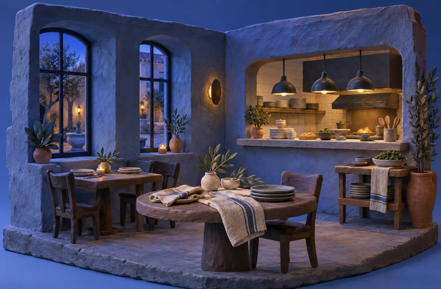 Illustration of restaurants and their working space